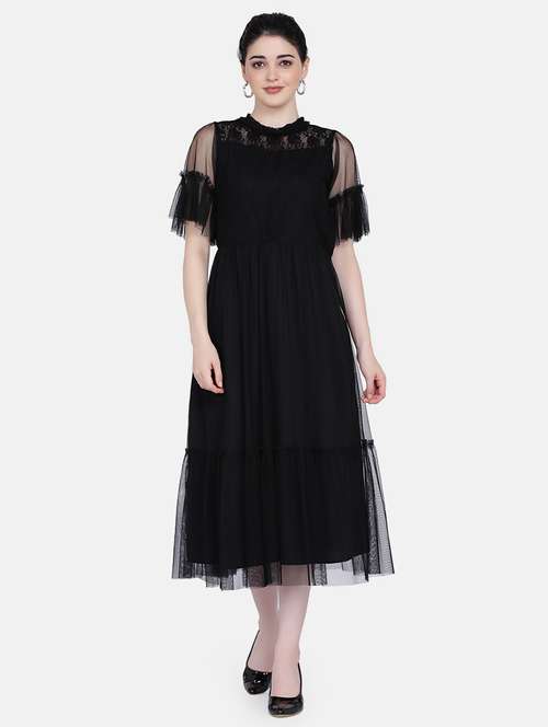 bell sleeved tiered fit & flare dress - 17272444 - Very Small Image - 1