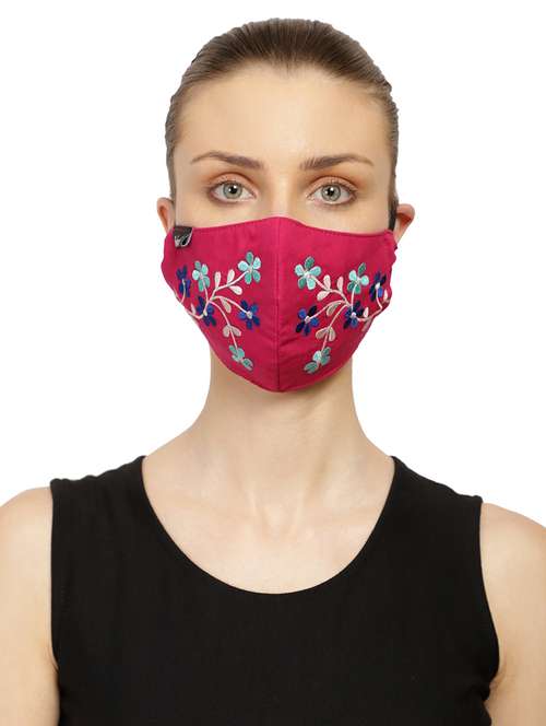 pink cotton decorative women mask - 17279865 - Very Small Image - 1