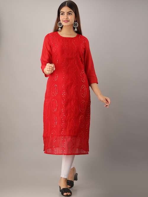 embroidered straight kurta - 17280788 - Very Small Image - 1