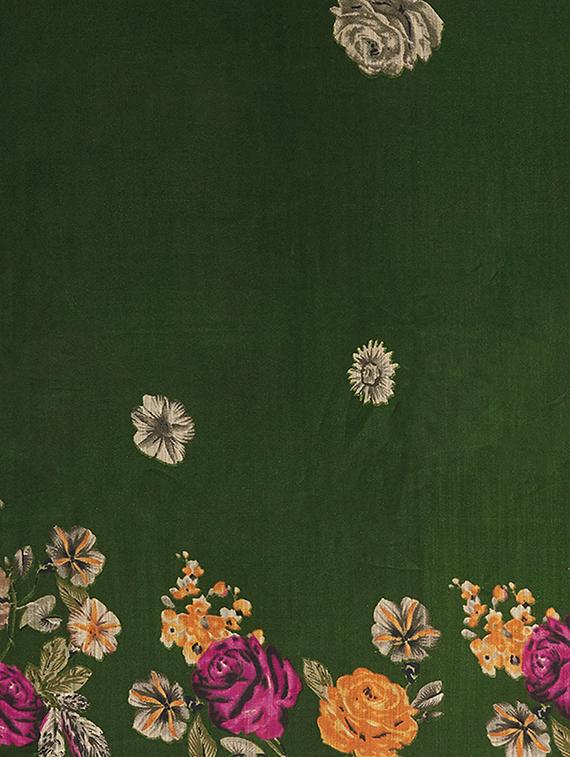 women's floral green colored saree with blouse - 17299438 - Standard Image - 3