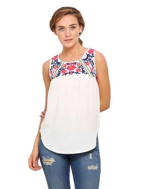 women's straight round neck top - 17333448 - Very Small Image - 1