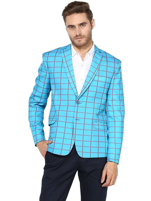blue checkered casual blazer - 17351504 - Very Small Image - 1