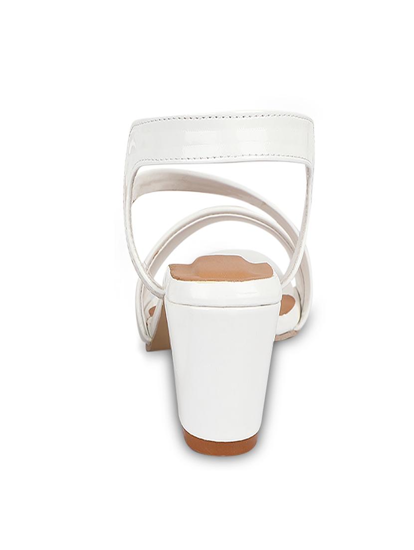 white leatherette back strap sandals - 17352969 - Zoom Image - 3