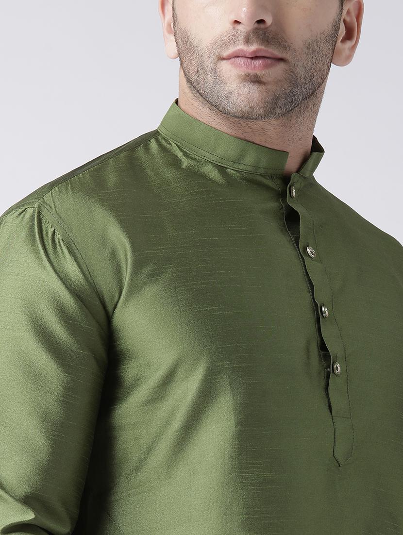 olive green dhoti kurta set - 17357043 - Zoom Image - 4