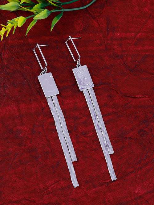 silver metal drop earring - 17393828 - Very Small Image - 1