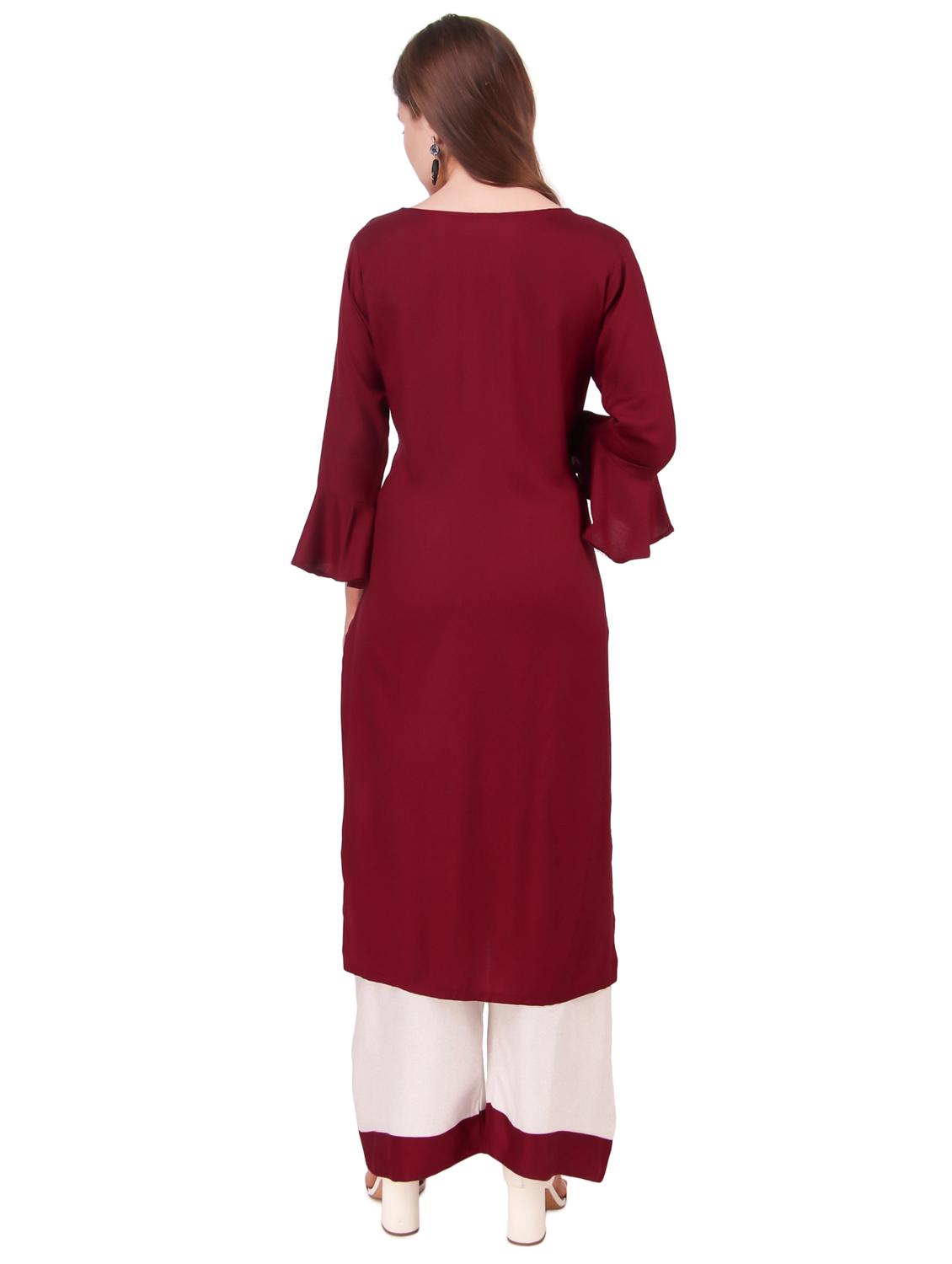 embroidered kurta palazzo set - 17401500 - Standard Image - 2