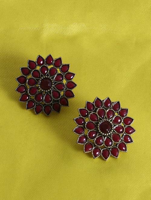 red brass studs earring - 17410115 - Very Small Image - 1