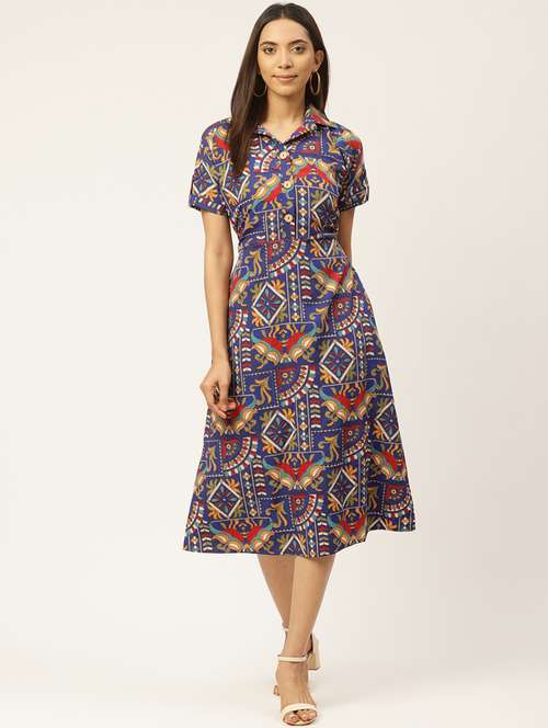 women shirt printed short sleeve dress - 17418501 - Very Small Image - 1
