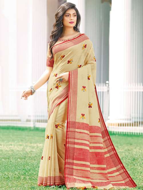 solid embroidered saree - 17419208 - Very Small Image - 1