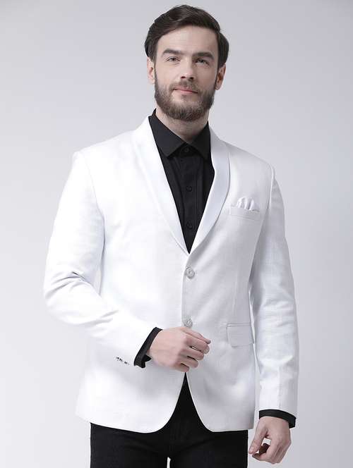 white solid single breasted formal blazer - 17425433 - Very Small Image - 1