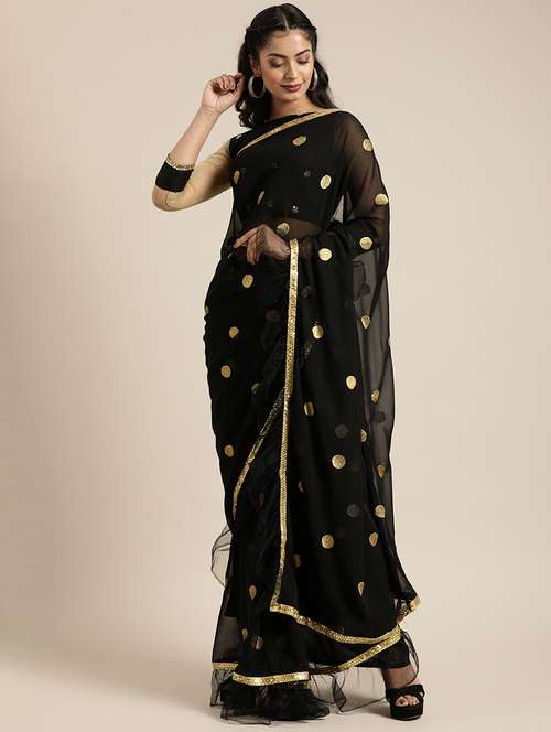 ruffle embroidered saree with blouse - 17425992 - Very Small Image - 1