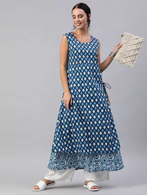 geometric print a-line kurta - 17433875 - Very Small Image - 1