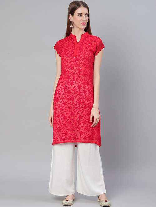 chikankari straight kurta - 17457215 - Very Small Image - 1