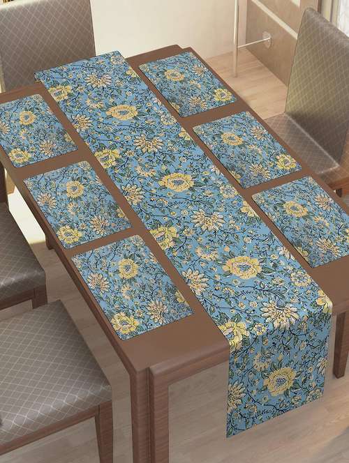  cotton jaipuri printed 6 table mat & 1 runner (set of 7 pcs) - 17458983 - Very Small Image - 1