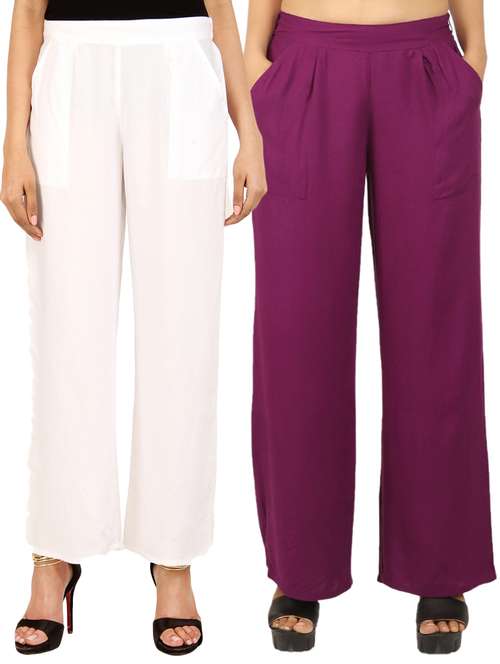 set of 2 solid palazzo - 17466807 - Very Small Image - 1