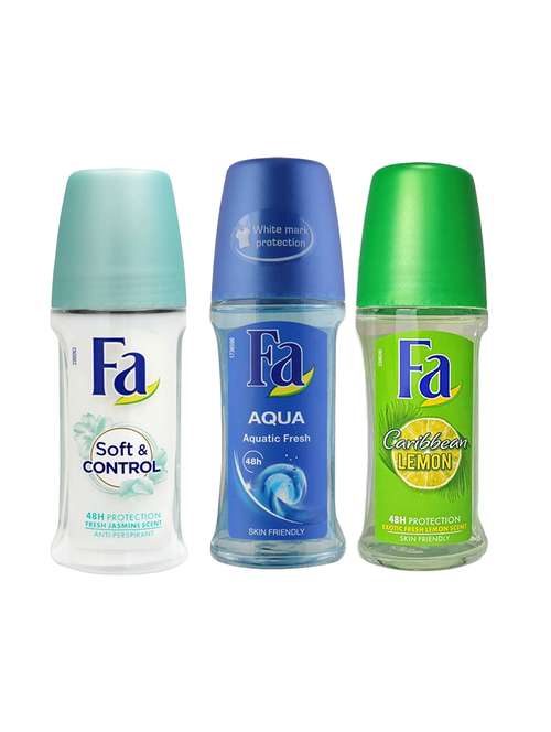 fa pack of soft & control ,caribbean lemon & aqua roll on     - 17529848 - Very Small Image - 1