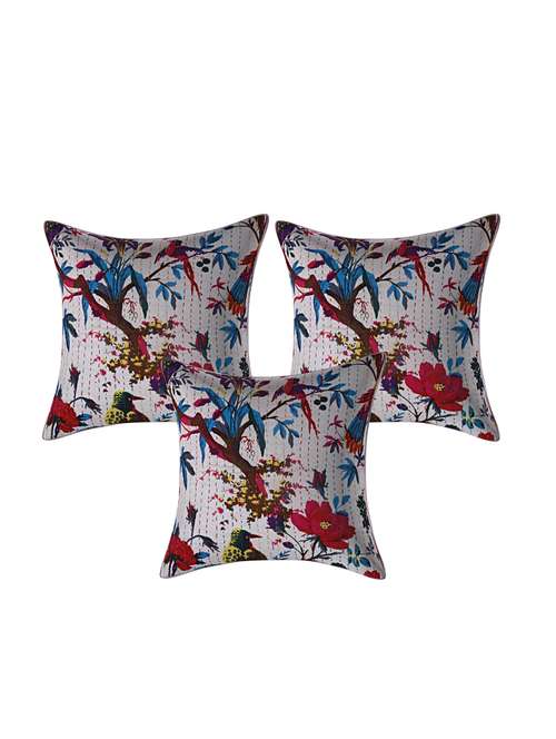indhome life pure cotton 16x16 inches kantha work cushion cover set of 3 - 17530048 - Very Small Image - 1