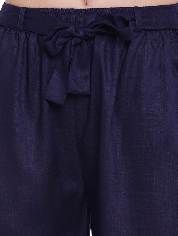 tie front solid culottes - 17534369 - Standard Image - 4