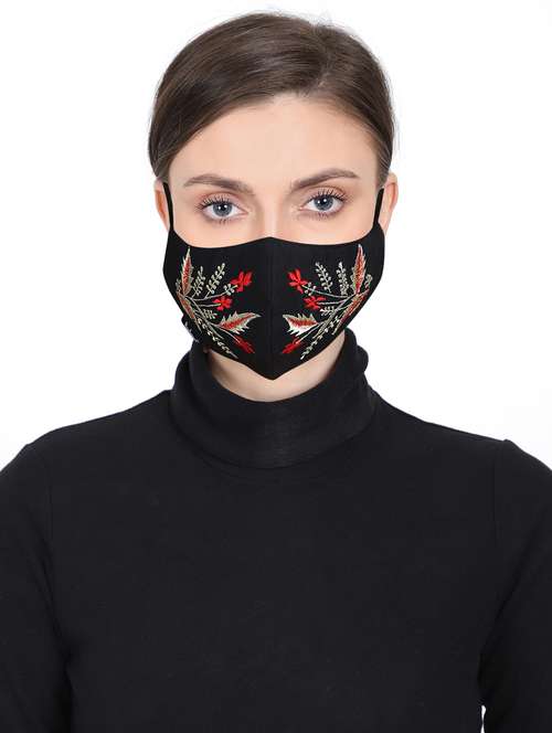 black cotton decorative women mask - 17534996 - Very Small Image - 1