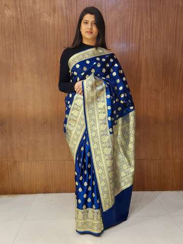 blue pashmina silk saree  - 17540876 - Very Small Image - 1