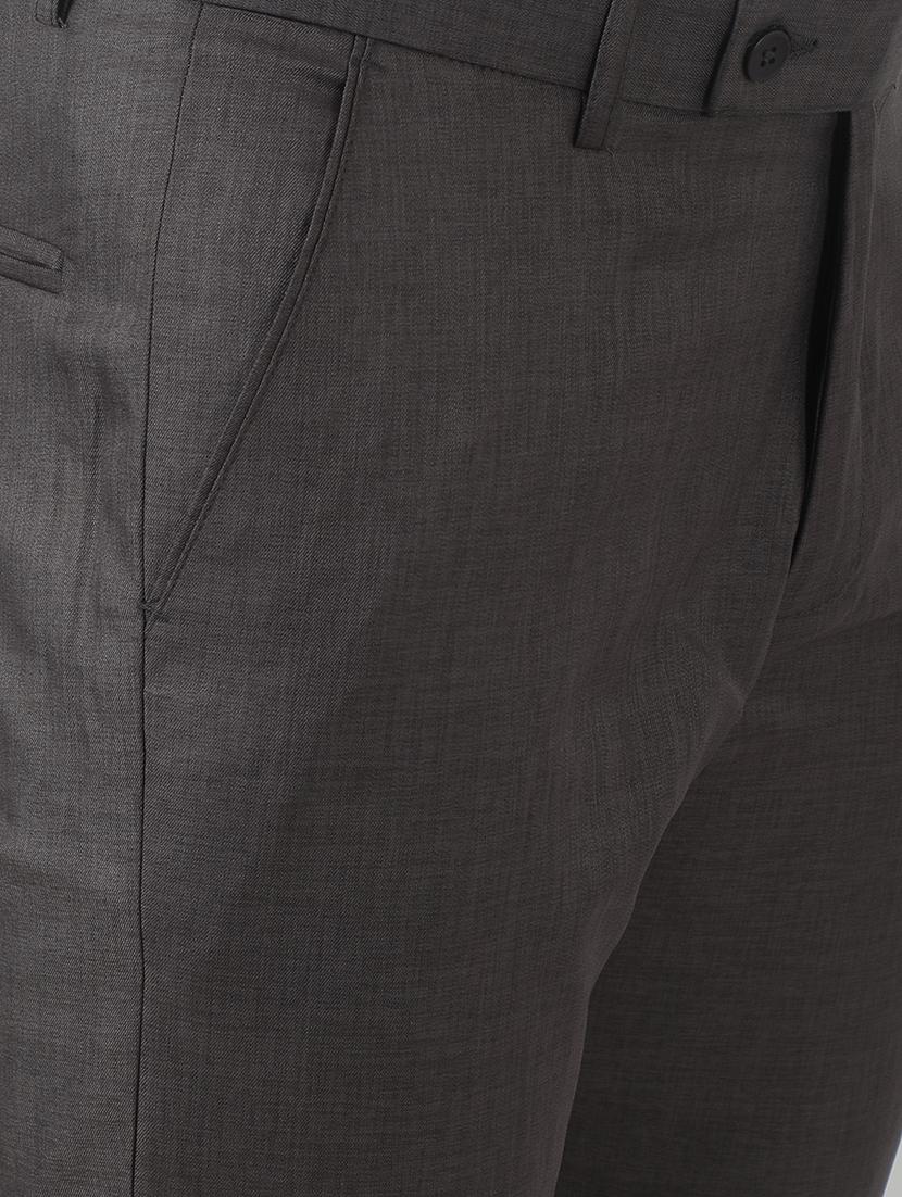 grey solid flat front formal trouser - 17543606 - Standard Image - 4
