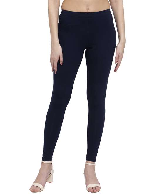 navy blue solid ankle length legging - 17574402 - Very Small Image - 1