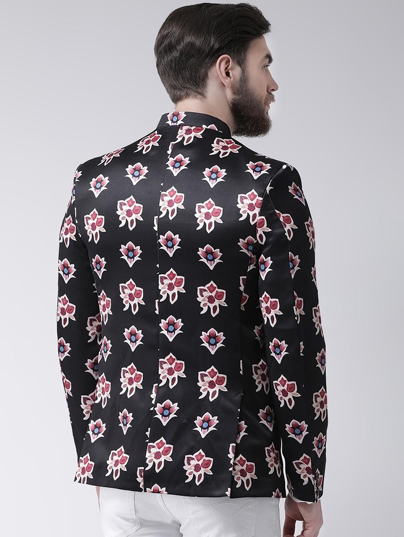 black printed bandhgala casual blazer - 17585850 - Standard Image - 2
