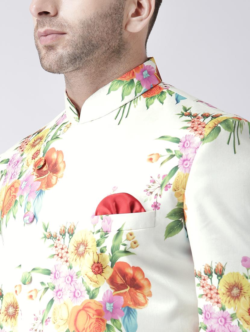white floral print sherwani set - 17585905 - Standard Image - 4