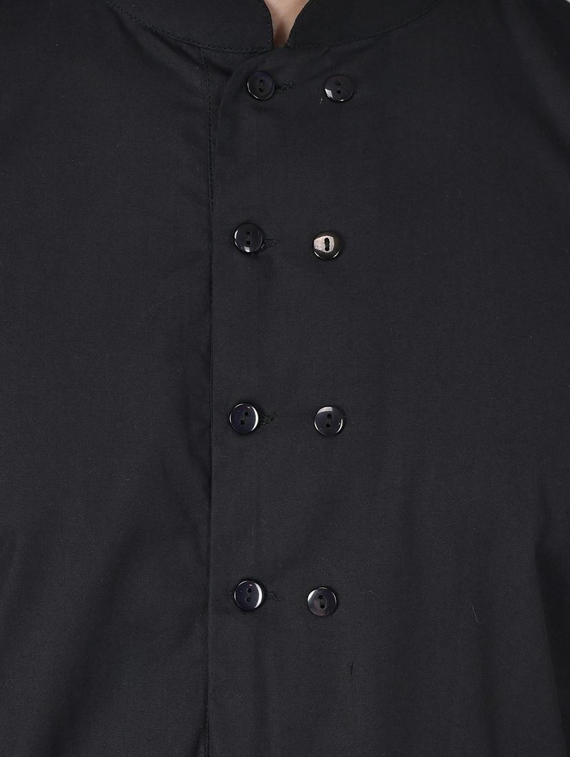 black solid long kurta - 17590254 - Zoom Image - 3