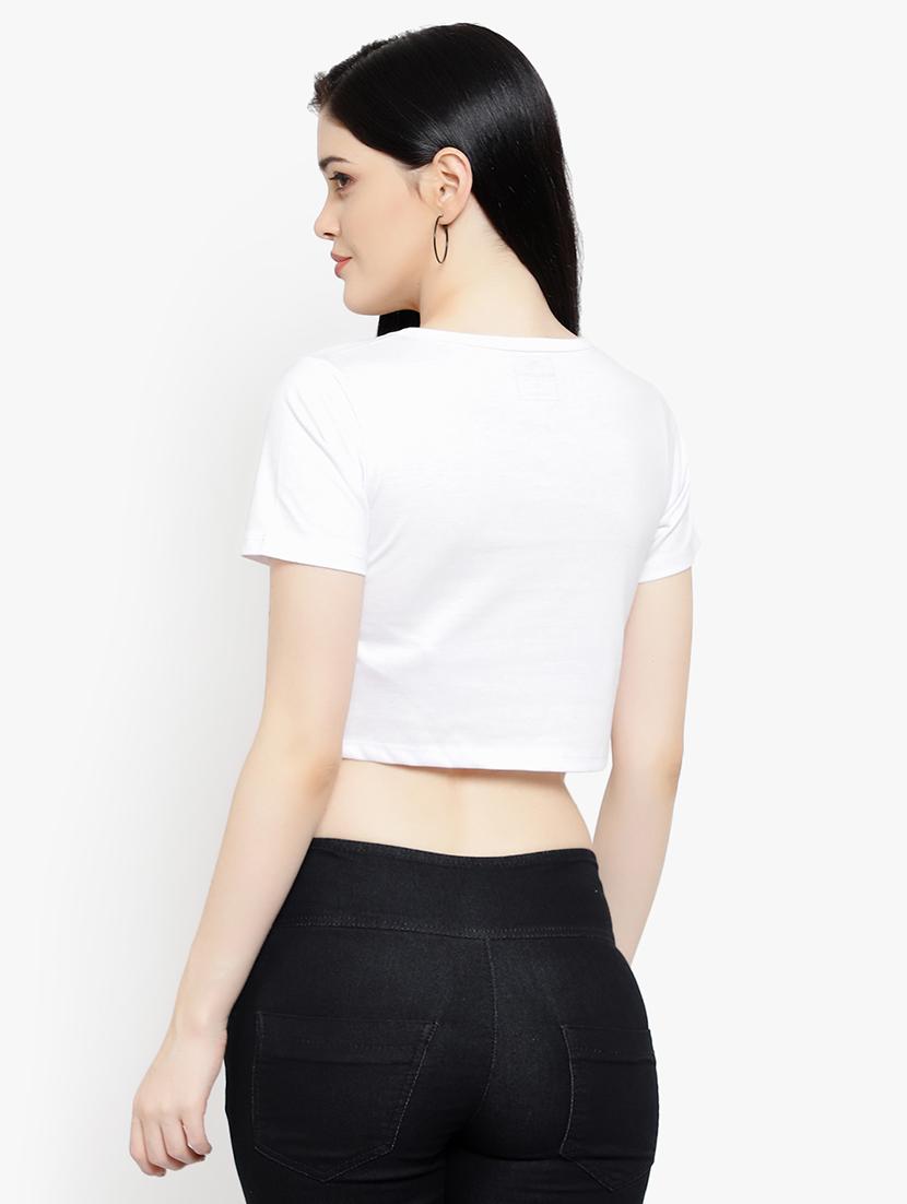 women's crop round neck t-shirt - 17596214 - Zoom Image - 3