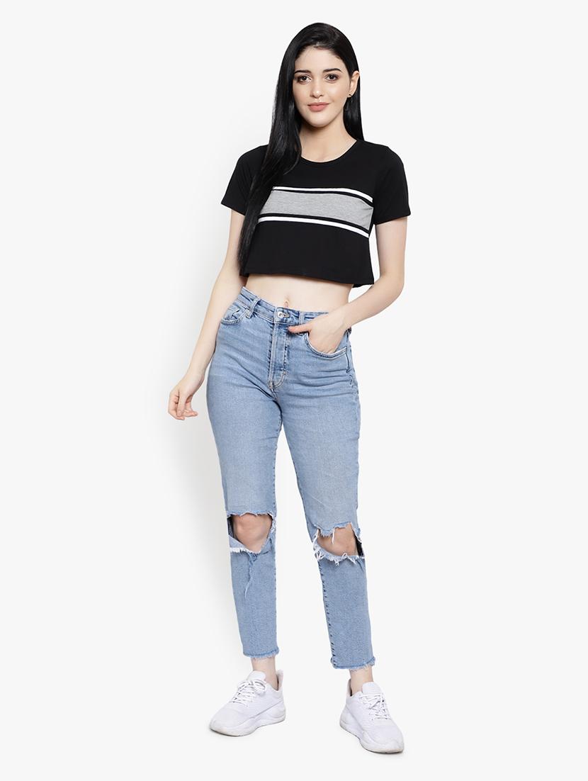 women's crop round neck t-shirt - 17596215 - Standard Image - 5