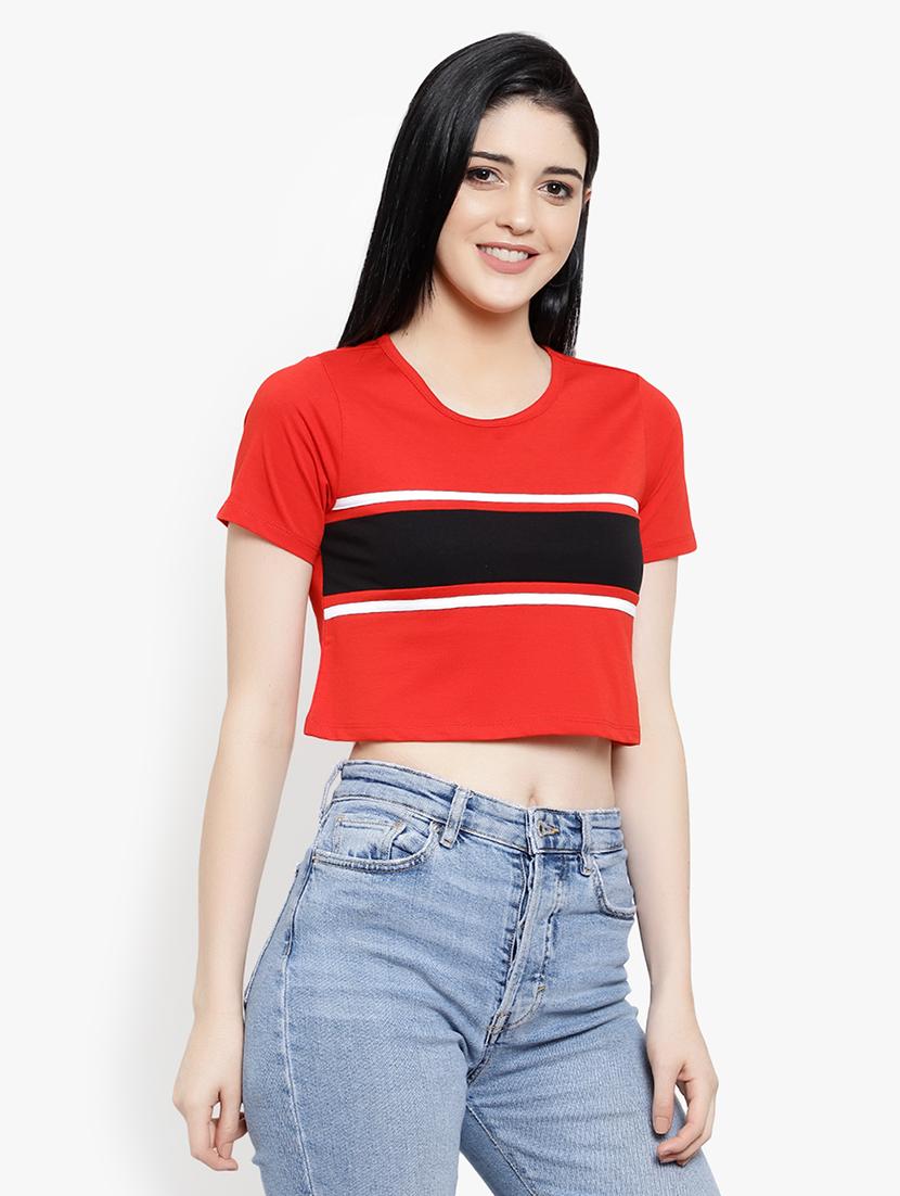 women's crop round neck t-shirt - 17596217 - Zoom Image - 2