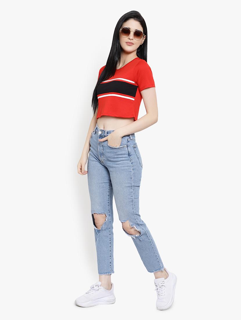 women's crop round neck t-shirt - 17596217 - Zoom Image - 5