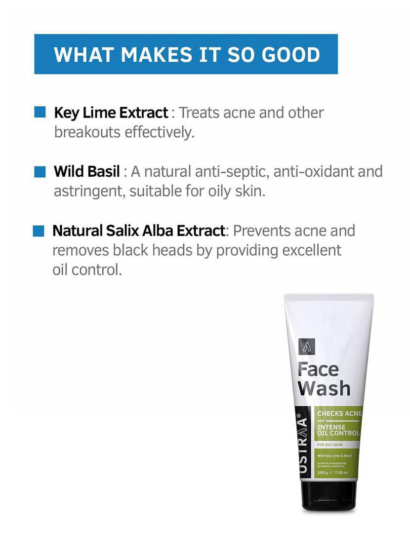 ustraa face wash - oily skin (checks acne & oil control) - 200g - 17600481 - Standard Image - 3