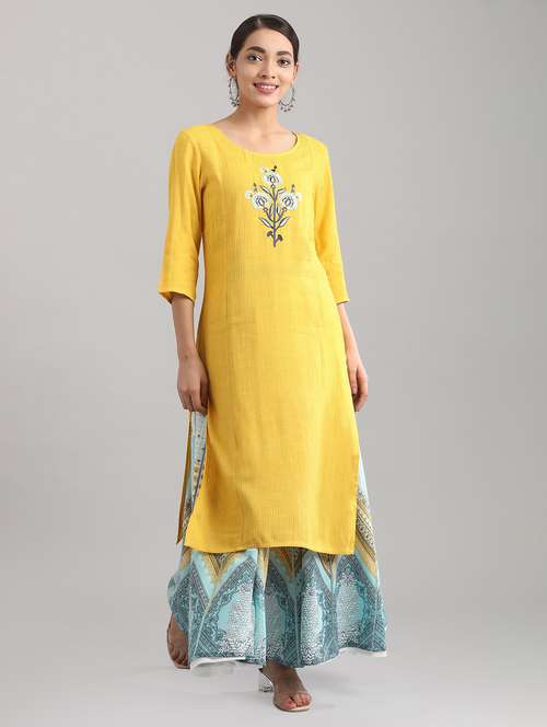 women's straight kurta - 17614217 - Very Small Image - 1