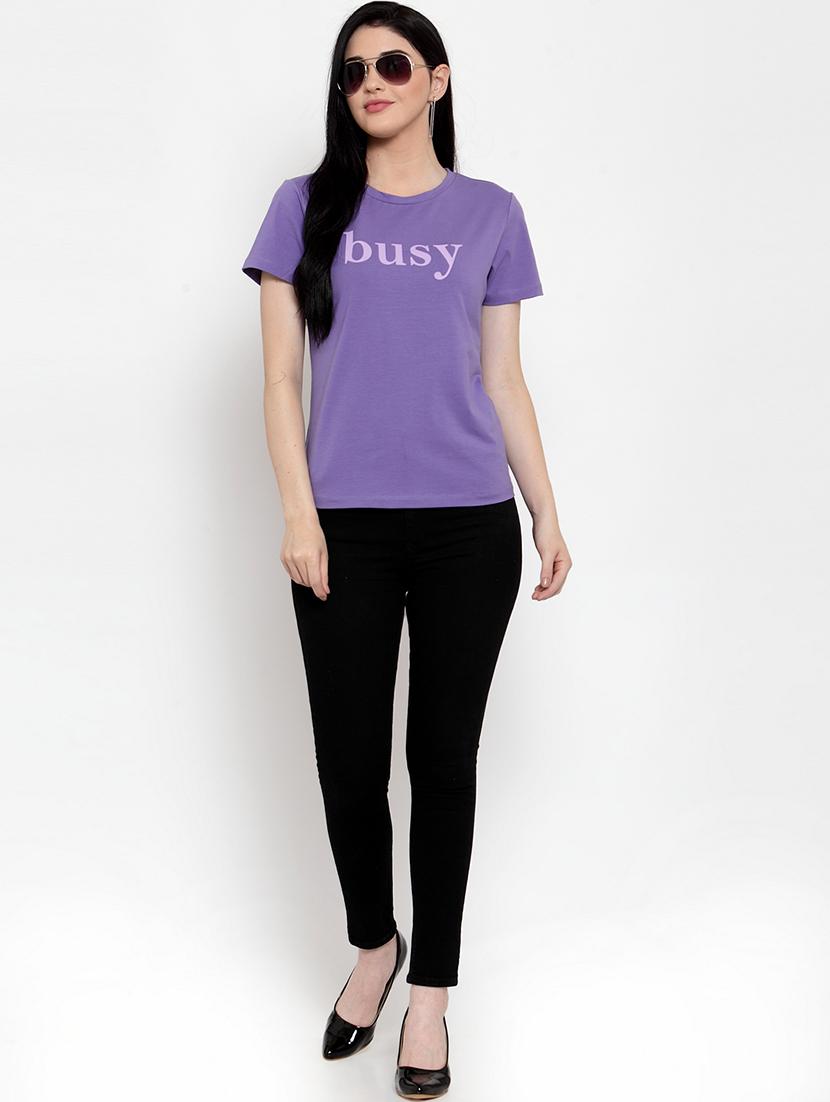women's chest print round neck t-shirt - 17621232 - Standard Image - 3