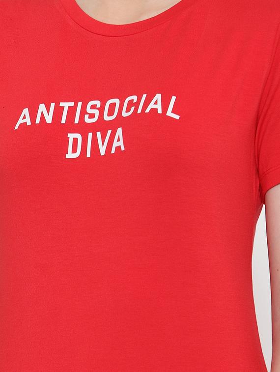 women's chest print round neck t-shirt - 17621261 - Zoom Image - 4