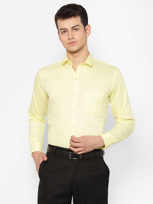 yellow solid formal shirt - 17626569 - Very Small Image - 1
