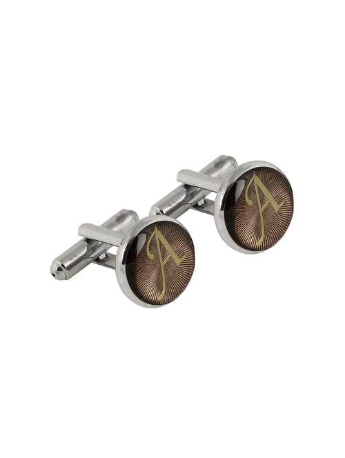 brown silver plated cufflink - 17629877 - Very Small Image - 1