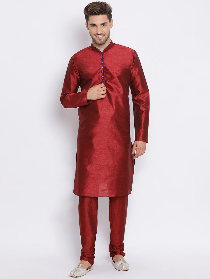 black solid silk blend sherwani set - 17633317 - Zoom Image - 4