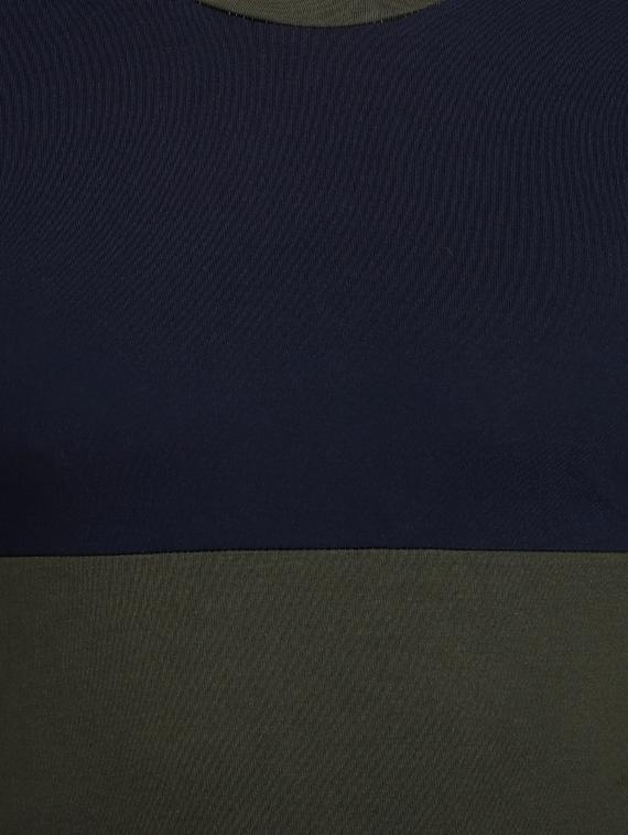 olive green color block cut & sew t-shirt - 17643236 - Standard Image - 4