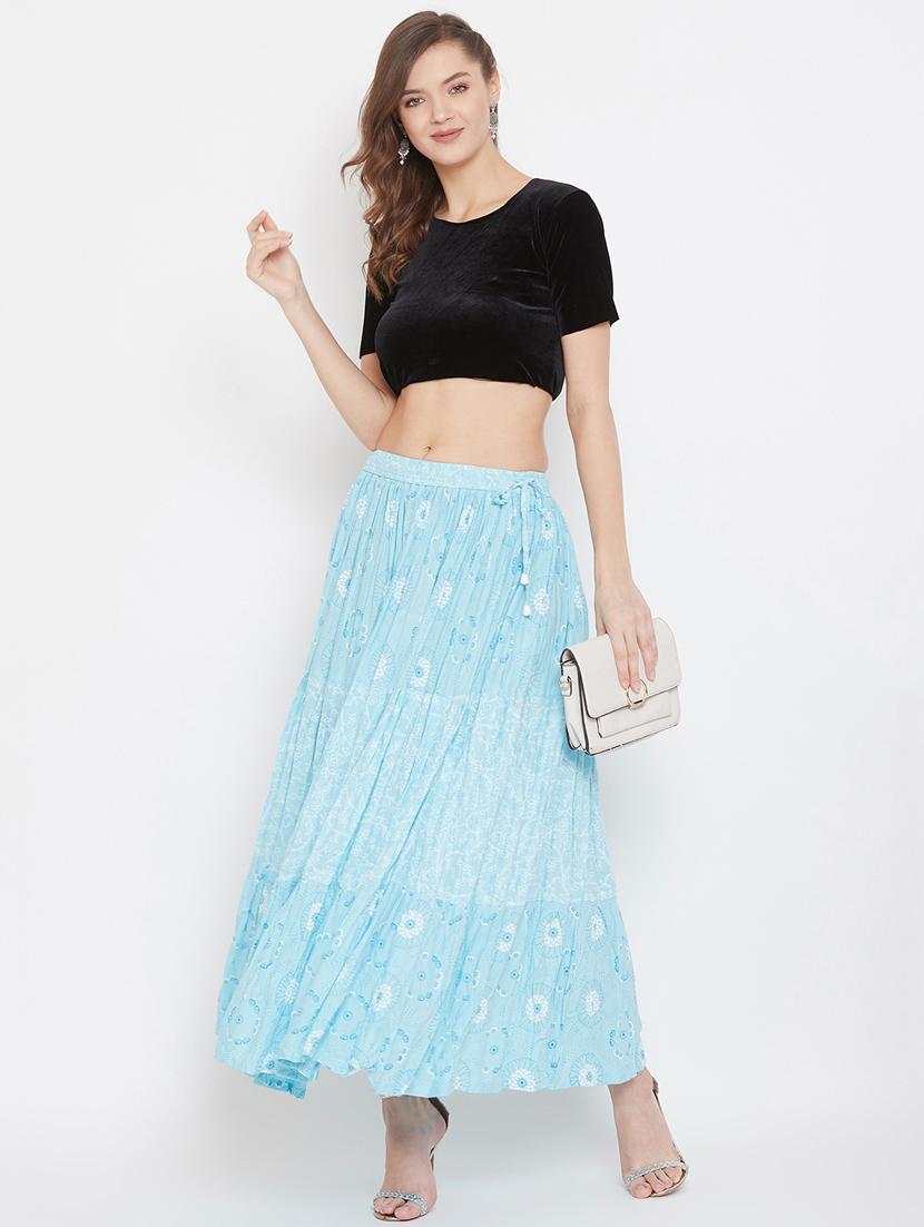 light blue rayon flared skirt - 17659268 - Standard Image - 3