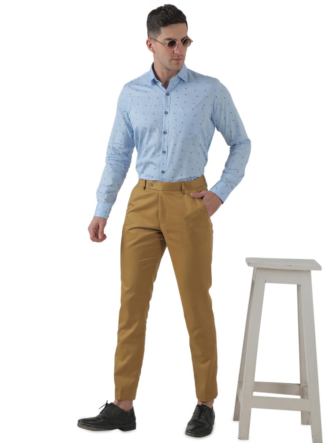 brown solid flat front formal trouser - 17684824 - Standard Image - 3