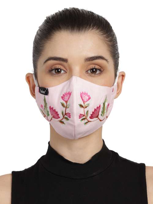 pink cotton decorative women mask - 17686866 - Very Small Image - 1