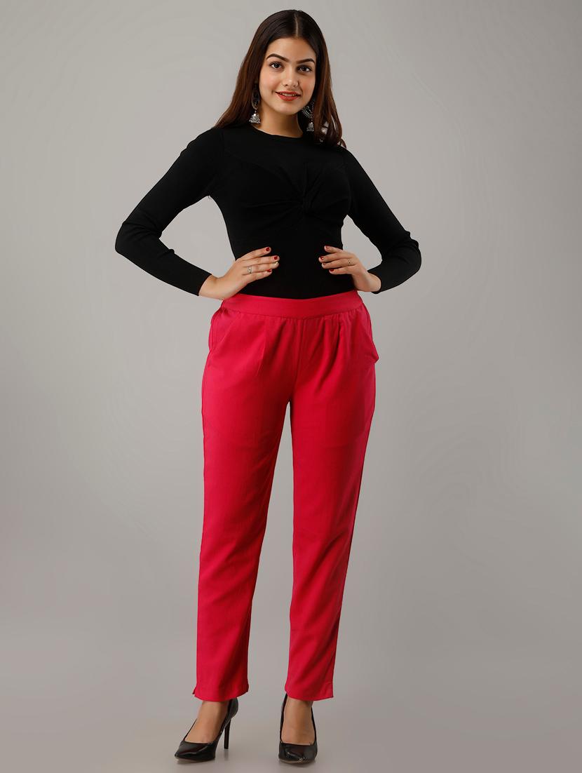 women solid pleated cigarette pants - 17714818 - Standard Image - 3