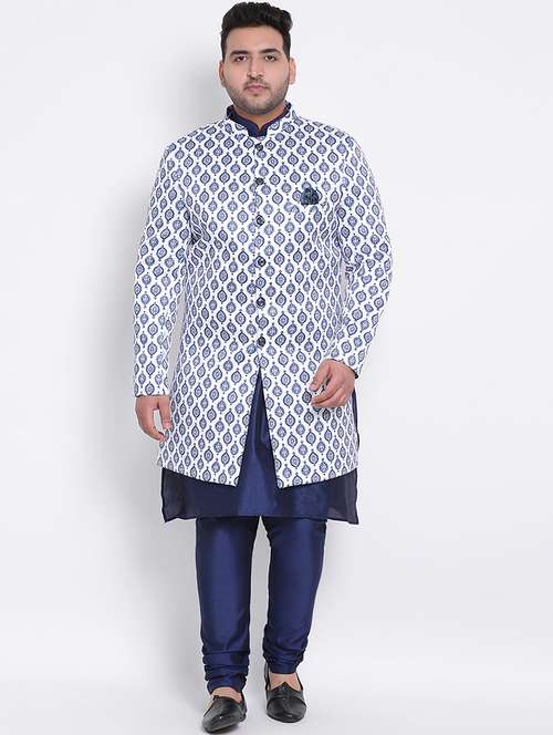 white printed sherwani set - 17733763 - Very Small Image - 1