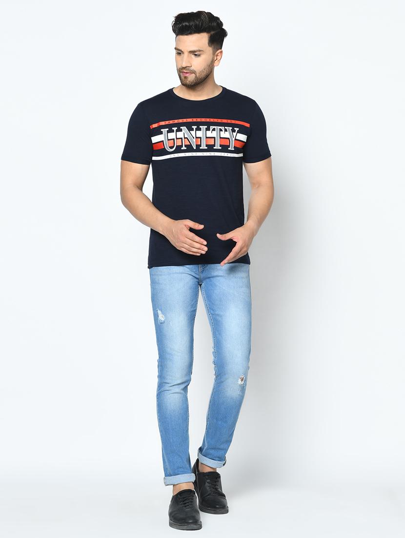 navy blue printed t-shirt - 17760051 - Zoom Image - 3