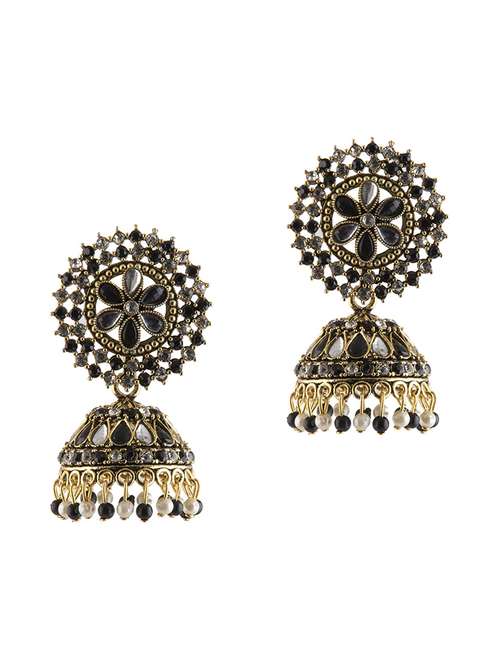 black brass jhumka earring - 17760466 - Very Small Image - 1