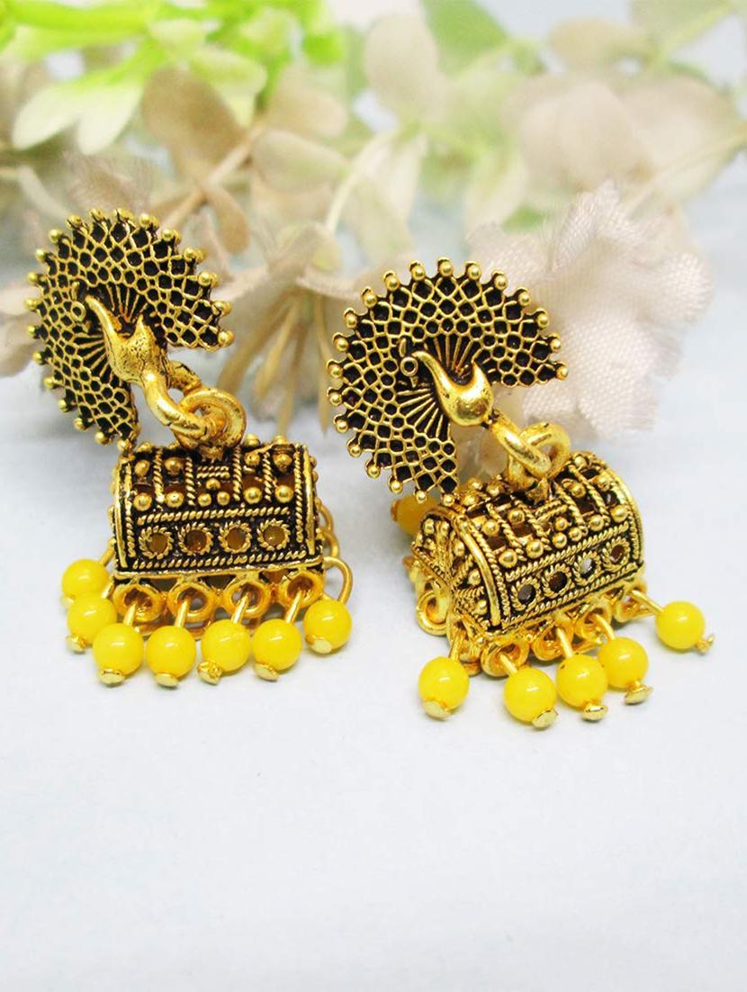 happy stoning 12 pairs of traditional peacock inspired jhumki - 17760471 - Standard Image - 5