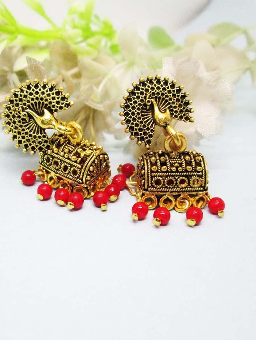 happy stoning 12 pairs of traditional peacock inspired jhumki - 17760471 - Standard Image - 6